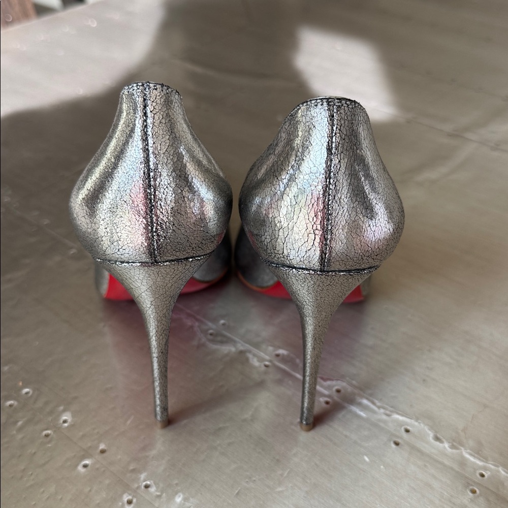 Christian Louboutin Kate 100mm antique silver manoir stiletto sz 39.5 - Picture 7 of 12